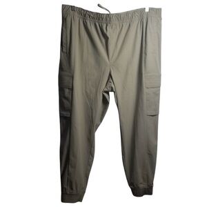 Men's Olive Cargo Jogger Pants with Elastic Waist
